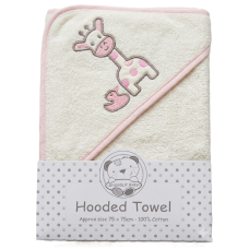 BW-120-022P: Baby Hooded Towel - Giraffe- Pink
